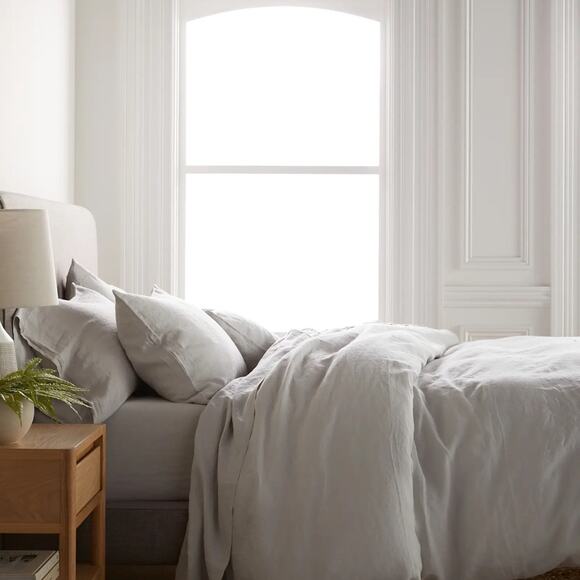 Quince European Linen Duvet Cover Light Grey Size King/CalKing - Picture 10 of 11